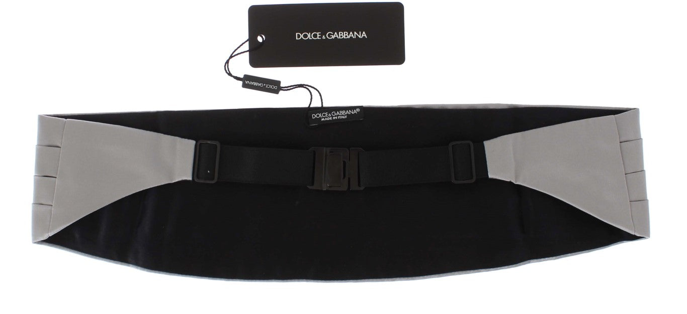 Dolce &amp; Gabbana Κομψό Ασημένιο Μεταξωτό Cummerbund