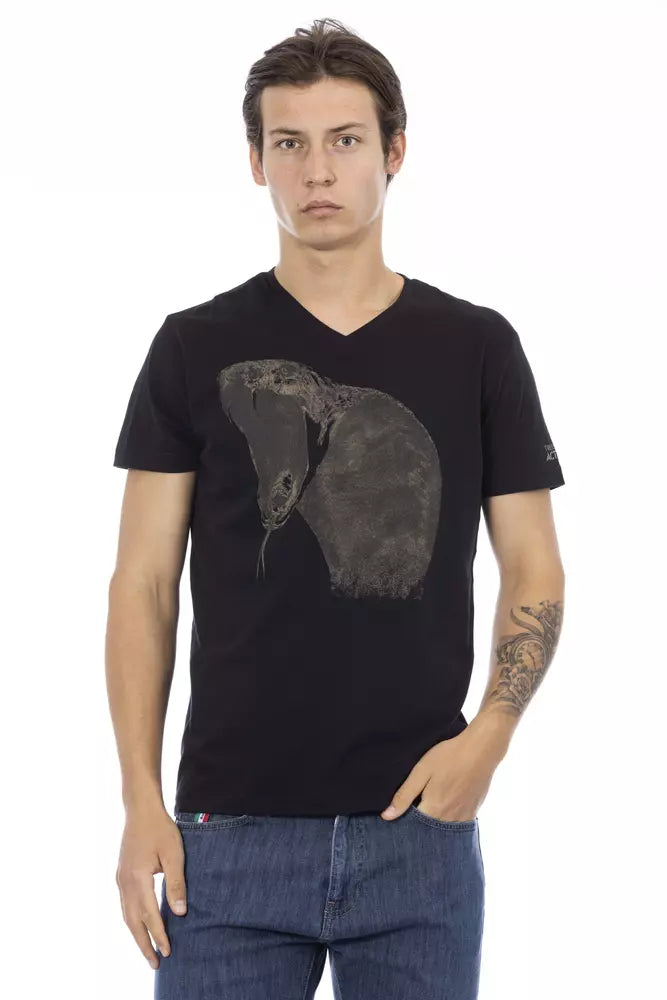 Ανδρικό T-shirt Trussardi Action Μαύρο βαμβακερό