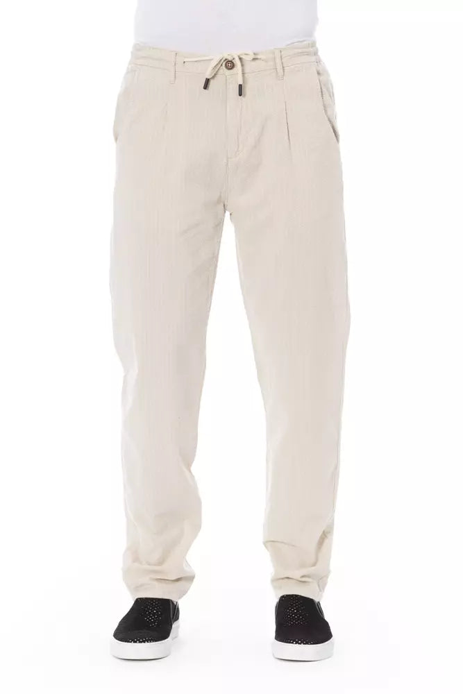 Baldinini Trend Μπεζ βαμβακερό ανδρικό παντελόνι Chino