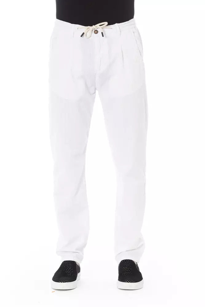 Baldinini Trend Λευκό βαμβακερό ανδρικό παντελόνι Chino