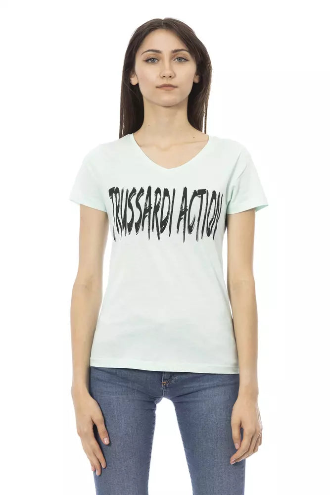 Γυναικείο βαμβακερό τοπ Trussardi Action Light Blue