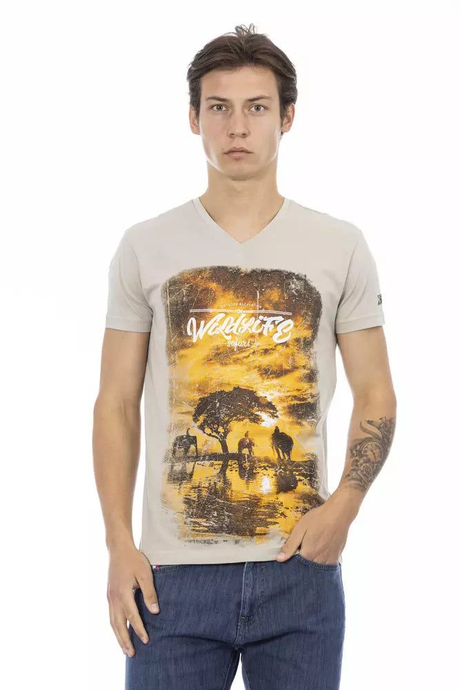 Ανδρικό μπλουζάκι Trussardi Action Beige Cotton