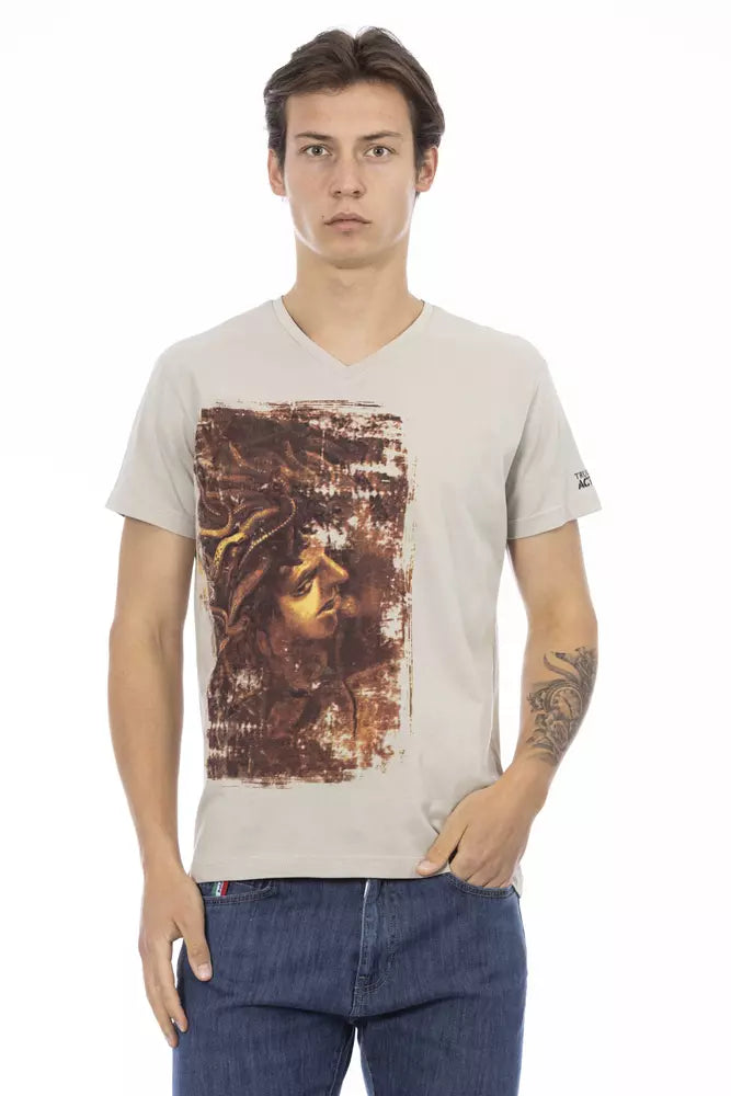 Ανδρικό μπλουζάκι Trussardi Action Beige Cotton