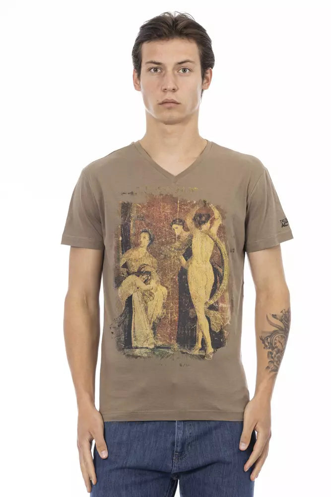 Ανδρικό μπλουζάκι Trussardi Action Brown βαμβακερό