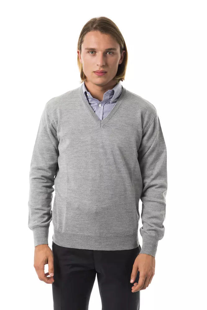 Ανδρικό πουλόβερ Uominitaliani Grey Wool