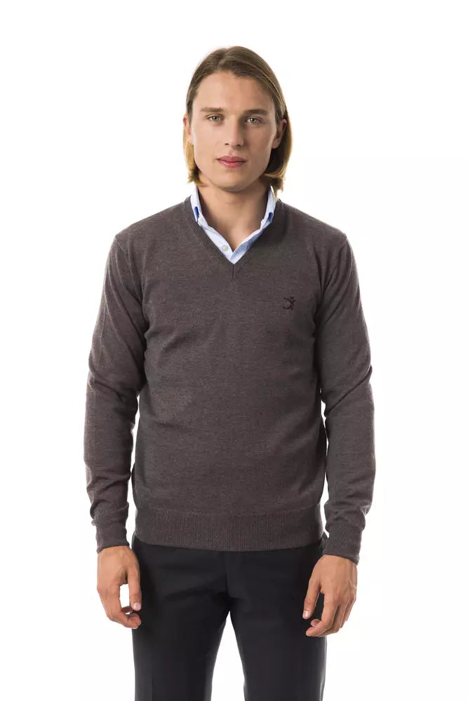 Ανδρικό πουλόβερ Uominitaliani Grey Merino Wool