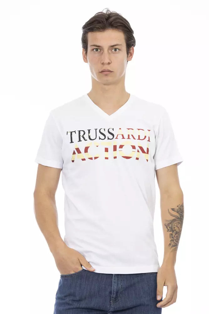 Ανδρικό μπλουζάκι Trussardi Action White Cotton