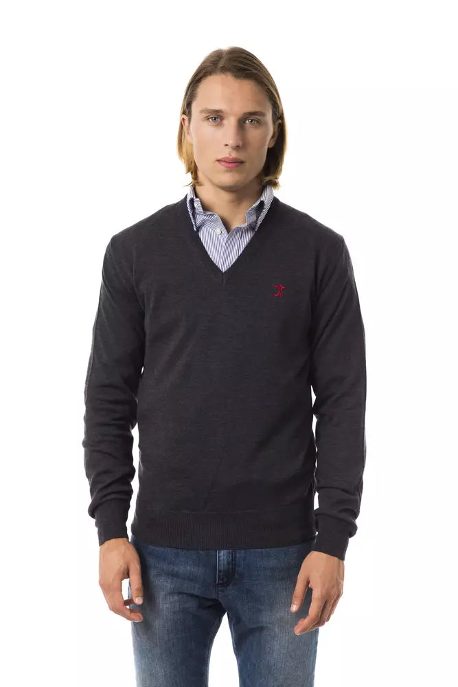 Ανδρικό πουλόβερ Uominitaliani Grey Merino Wool