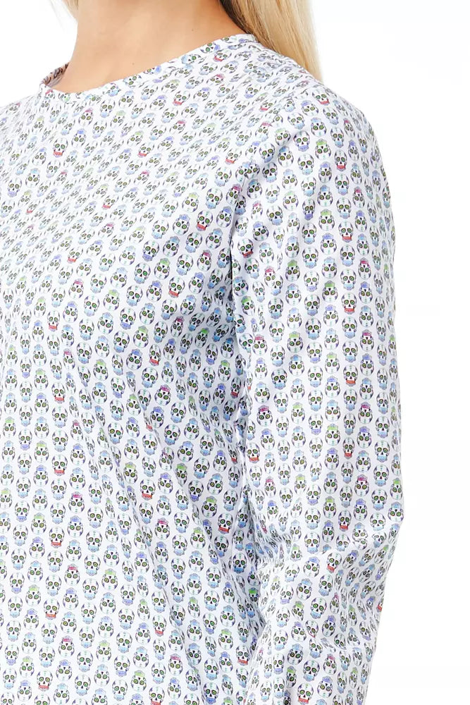 Bagutta White Cotton Women Blouse with Skull Print