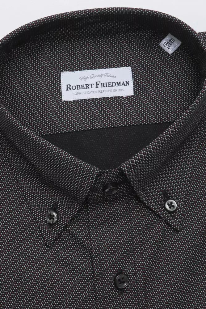 Ανδρικό πουκάμισο από μαύρο βαμβάκι Robert Friedman