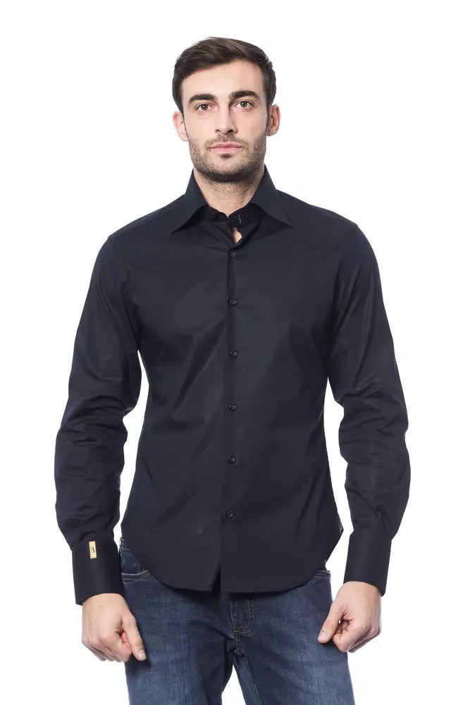 Μπλε βαμβακερό ανδρικό πουκάμισο Billionaire Italian Couture