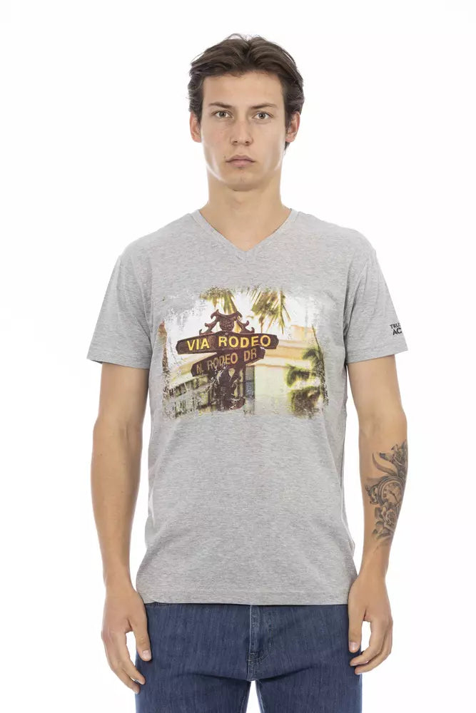 Ανδρικό μπλουζάκι Trussardi Action Grey Cotton