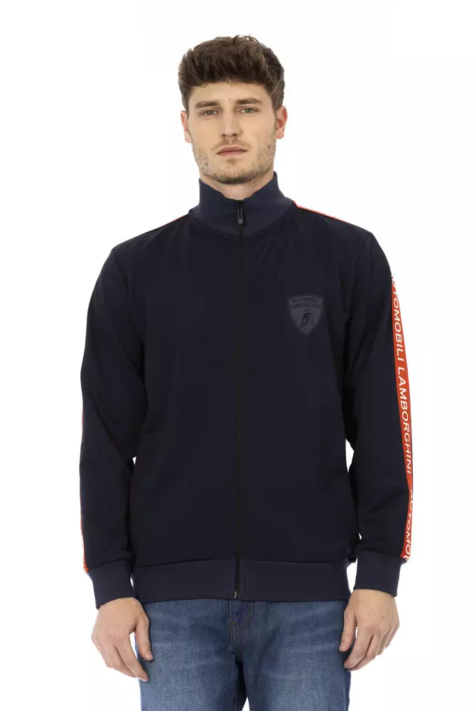 Ανδρικό πουλόβερ Automobili Lamborghini Blue Polyester με φερμουάρ και πλαϊνές τσέπες
