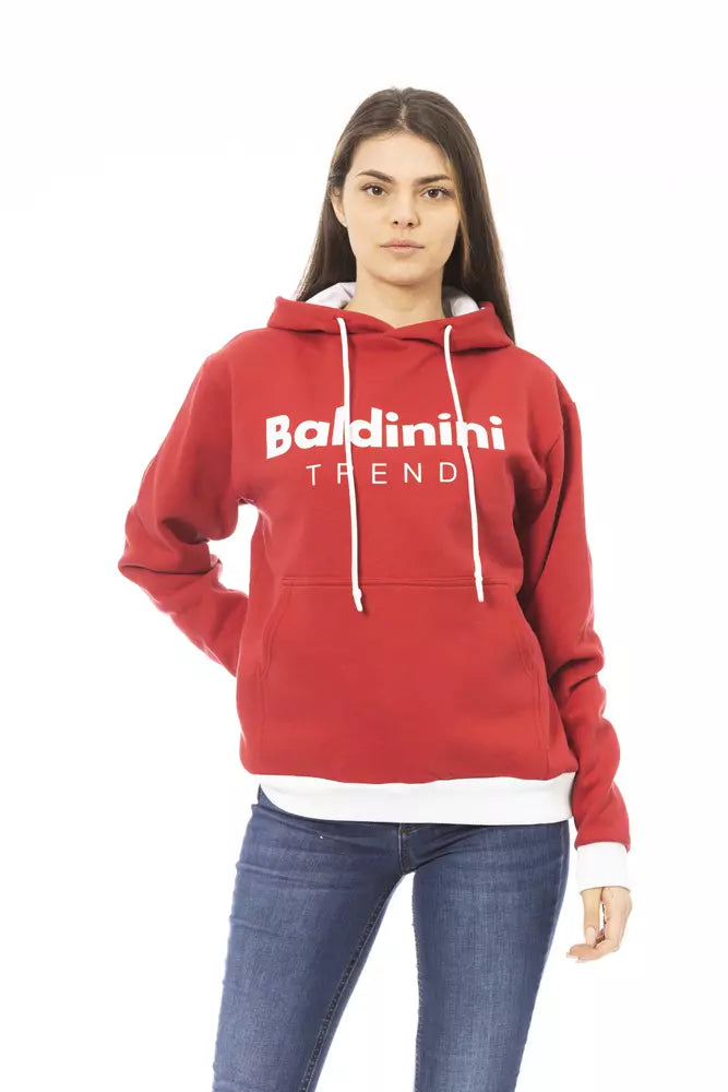 Baldinini Trend Κόκκινο βαμβακερό γυναικείο φούτερ