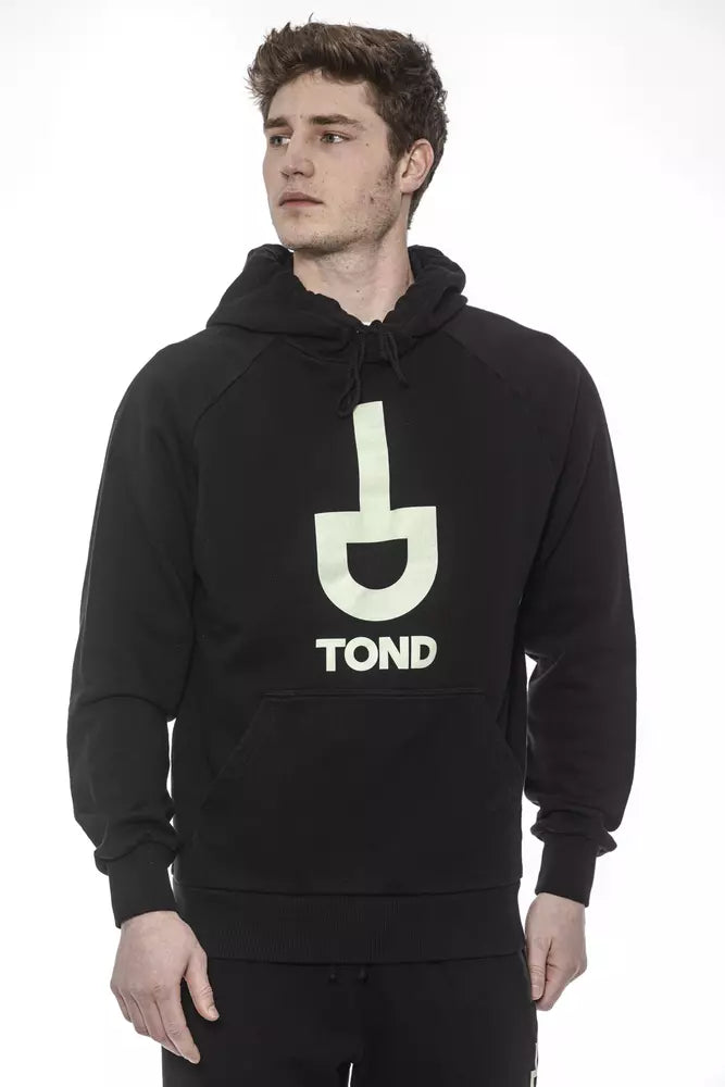 Ανδρικό πουλόβερ Tond Black Cotton με κουκούλα