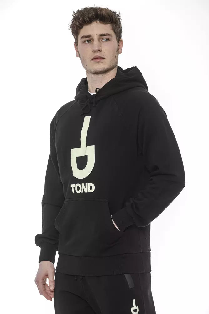 Ανδρικό πουλόβερ Tond Black Cotton με κουκούλα