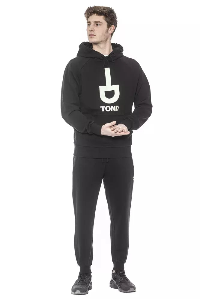 Ανδρικό πουλόβερ Tond Black Cotton με κουκούλα