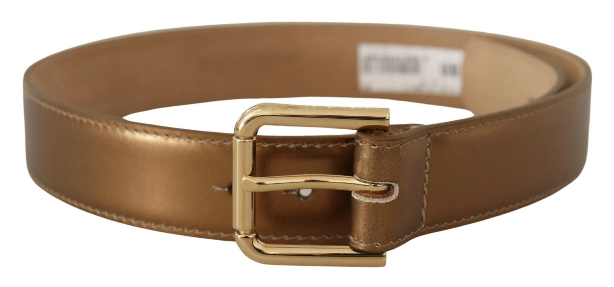Dolce &amp; Gabbana Bronze Δερμάτινη ζώνη με αγκράφα σε χρυσό τόνο