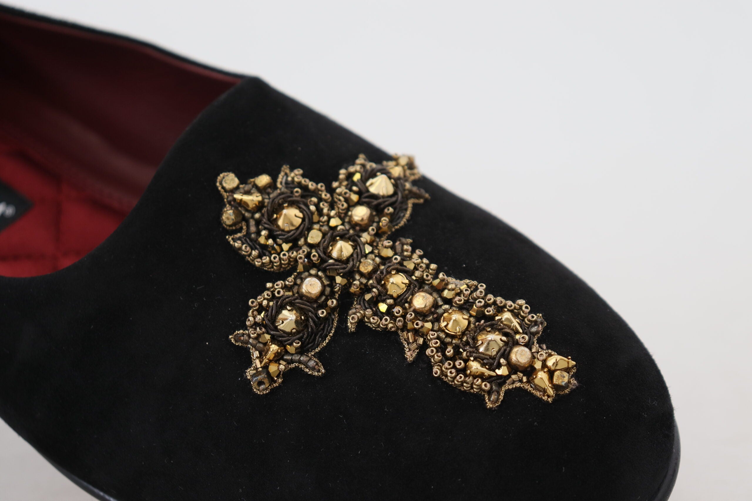 Loafers Dolce &amp; Gabbana Black Gold Crystal Sequined Loafers