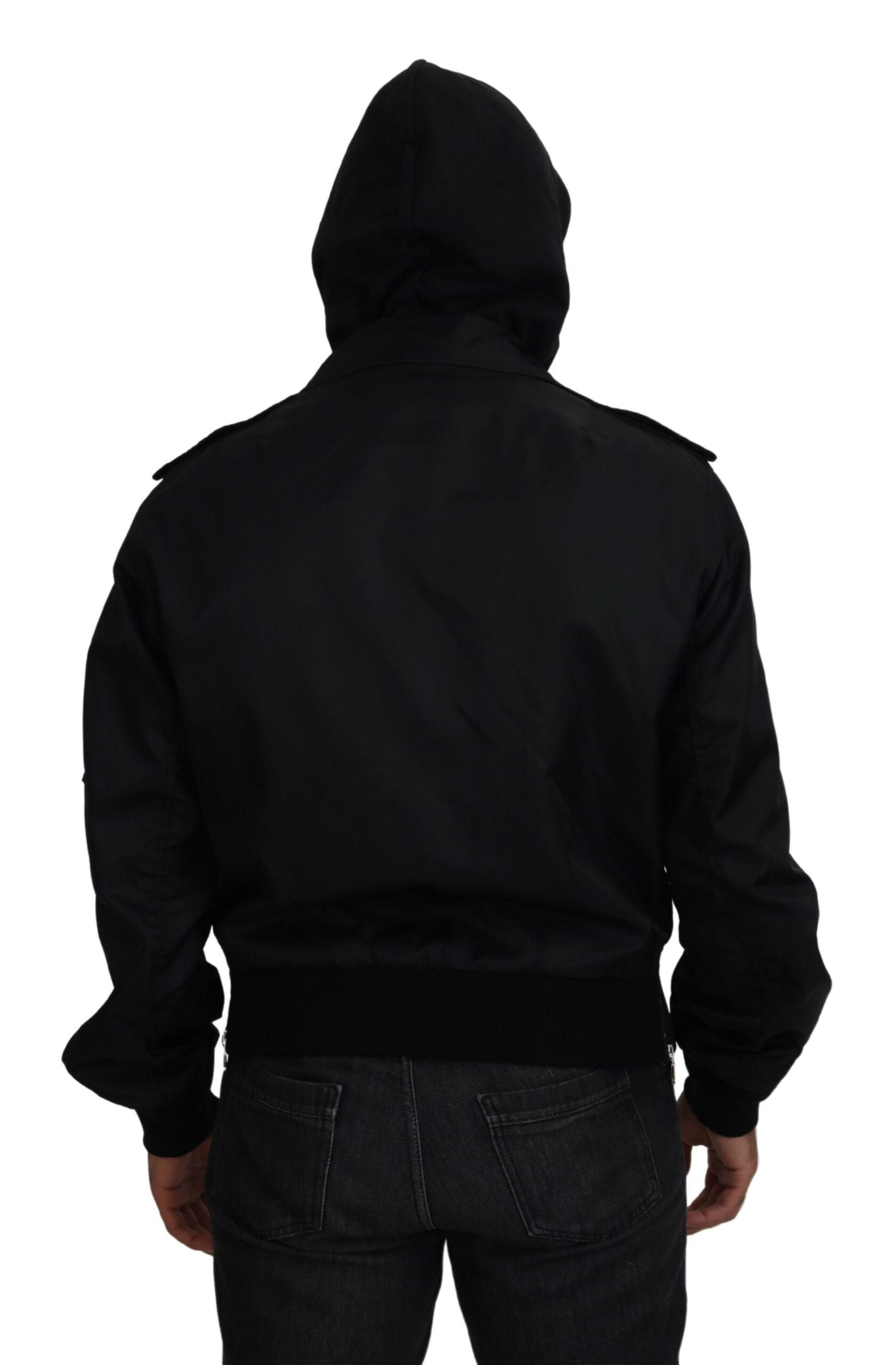 Dolce &amp; Gabbana Sleek μαύρη κουκούλα Bomber Jacket