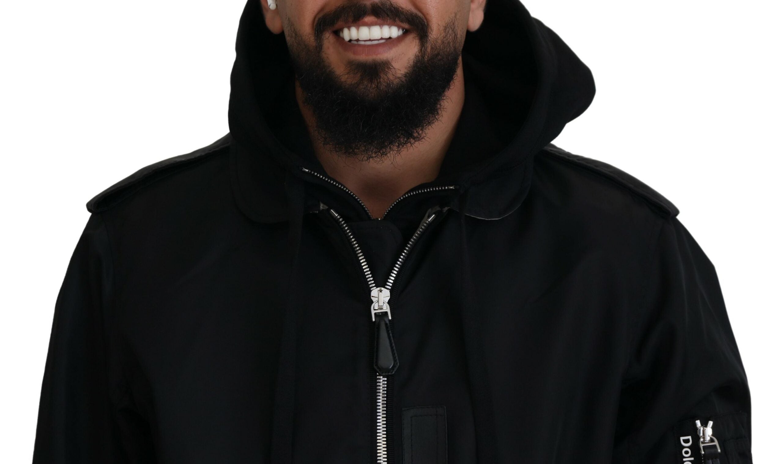 Dolce &amp; Gabbana Sleek μαύρη κουκούλα Bomber Jacket