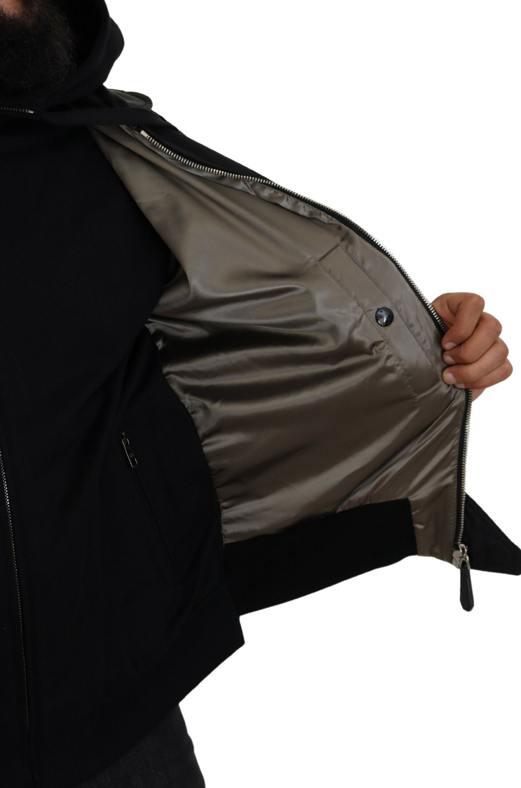 Dolce &amp; Gabbana Sleek μαύρη κουκούλα Bomber Jacket