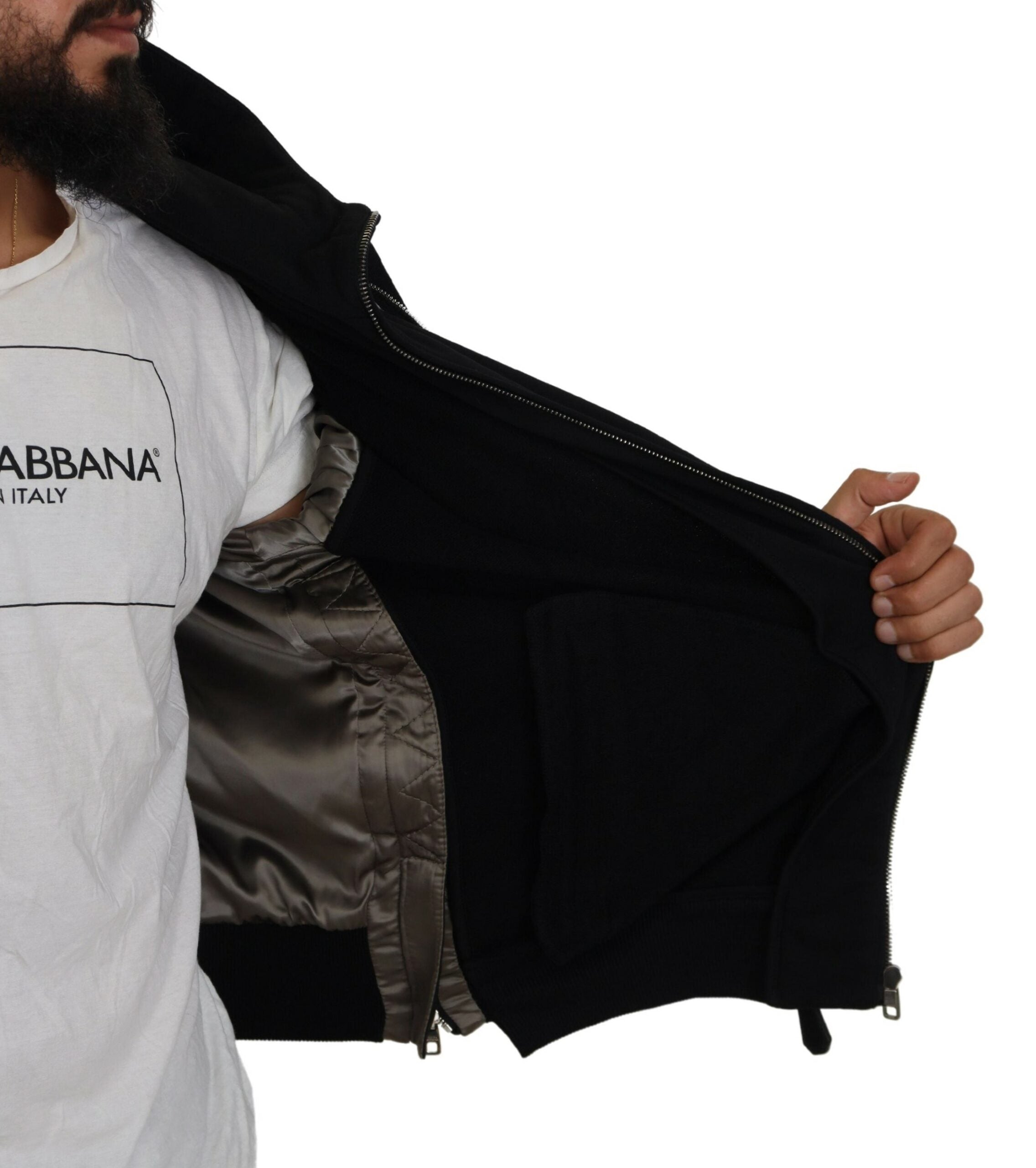 Dolce &amp; Gabbana Sleek μαύρη κουκούλα Bomber Jacket