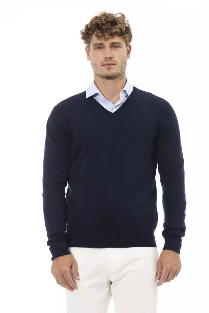 Ανδρικό πουλόβερ Alpha Studio Blue Wool