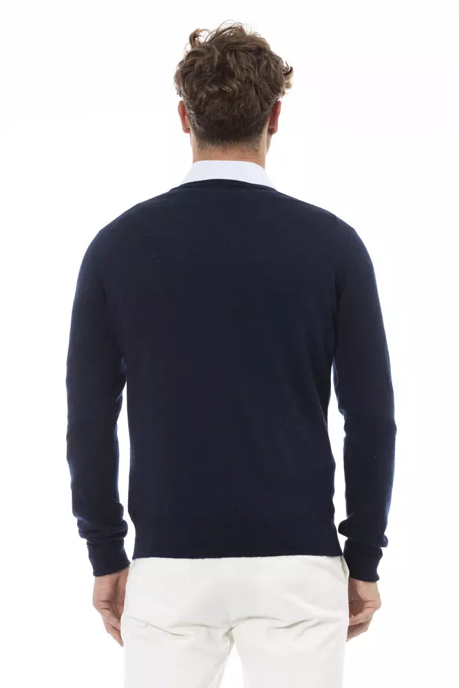 Ανδρικό πουλόβερ Alpha Studio Blue Wool