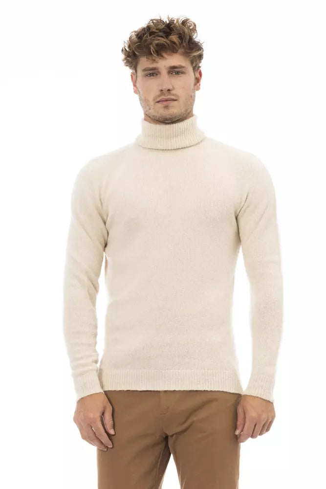 Ανδρικό πουλόβερ Alpha Studio Beige Δερμάτινο Alpaca