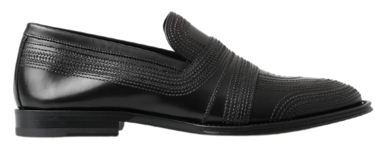 Κομψές μαύρες δερμάτινες παντόφλες Loafers Dolce &amp; Gabbana