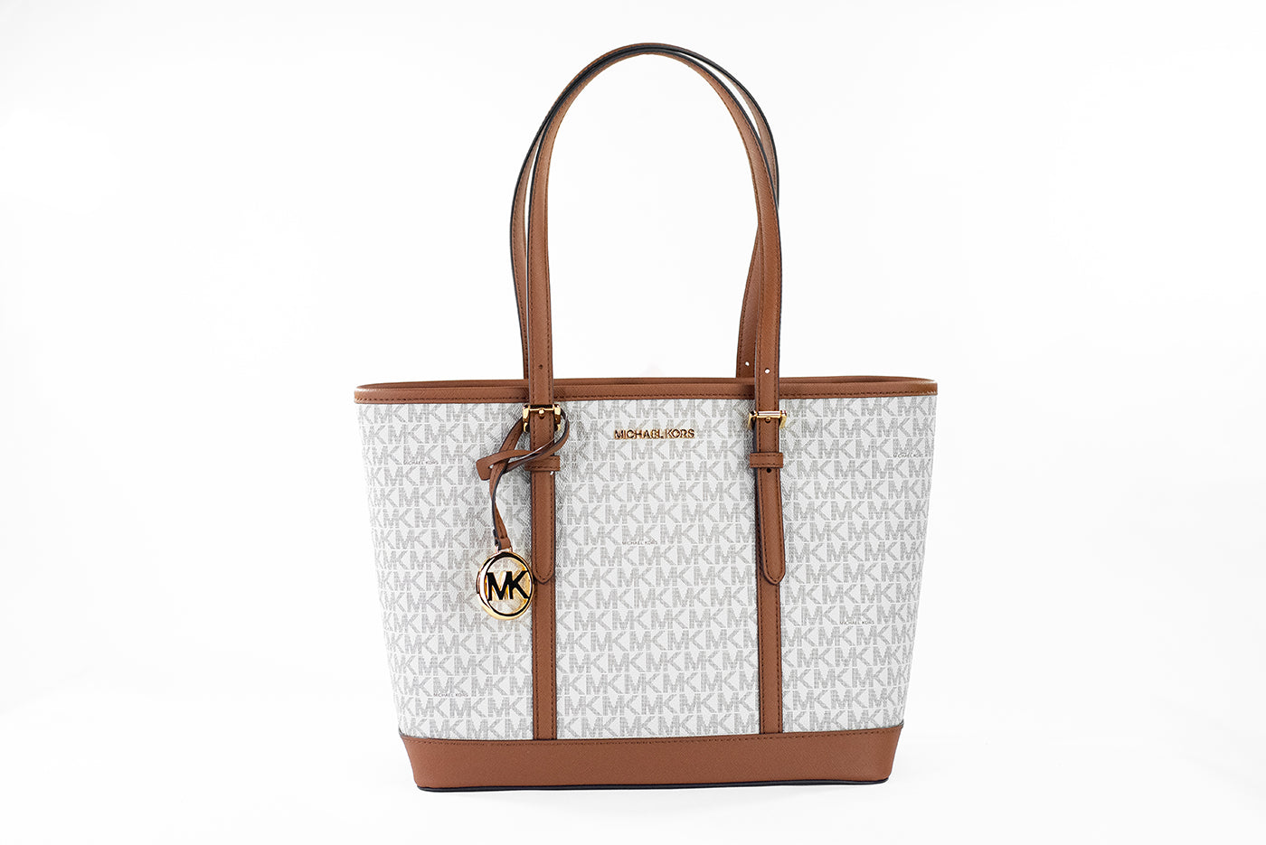 Michael Kors Jet Set Travel Μικρή τσάντα τσάντας από PVC ώμου από βανίλια