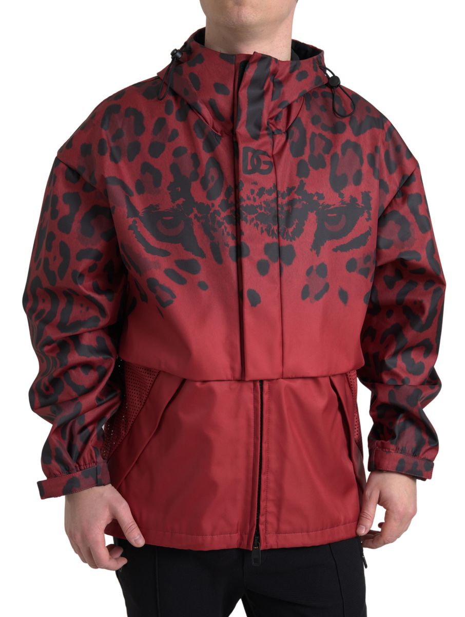 Μπουφάν με κουκούλα Dolce &amp; Gabbana Radiant Red Leopard Print