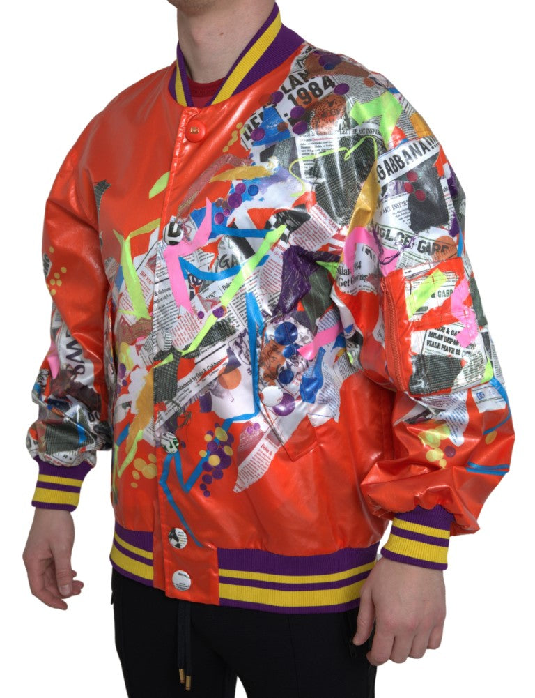 Dolce &amp; Gabbana Elegant Orange Bomber Jacket - Ανδρικά Εξωτερικά Ενδύματα Πολυτελείας
