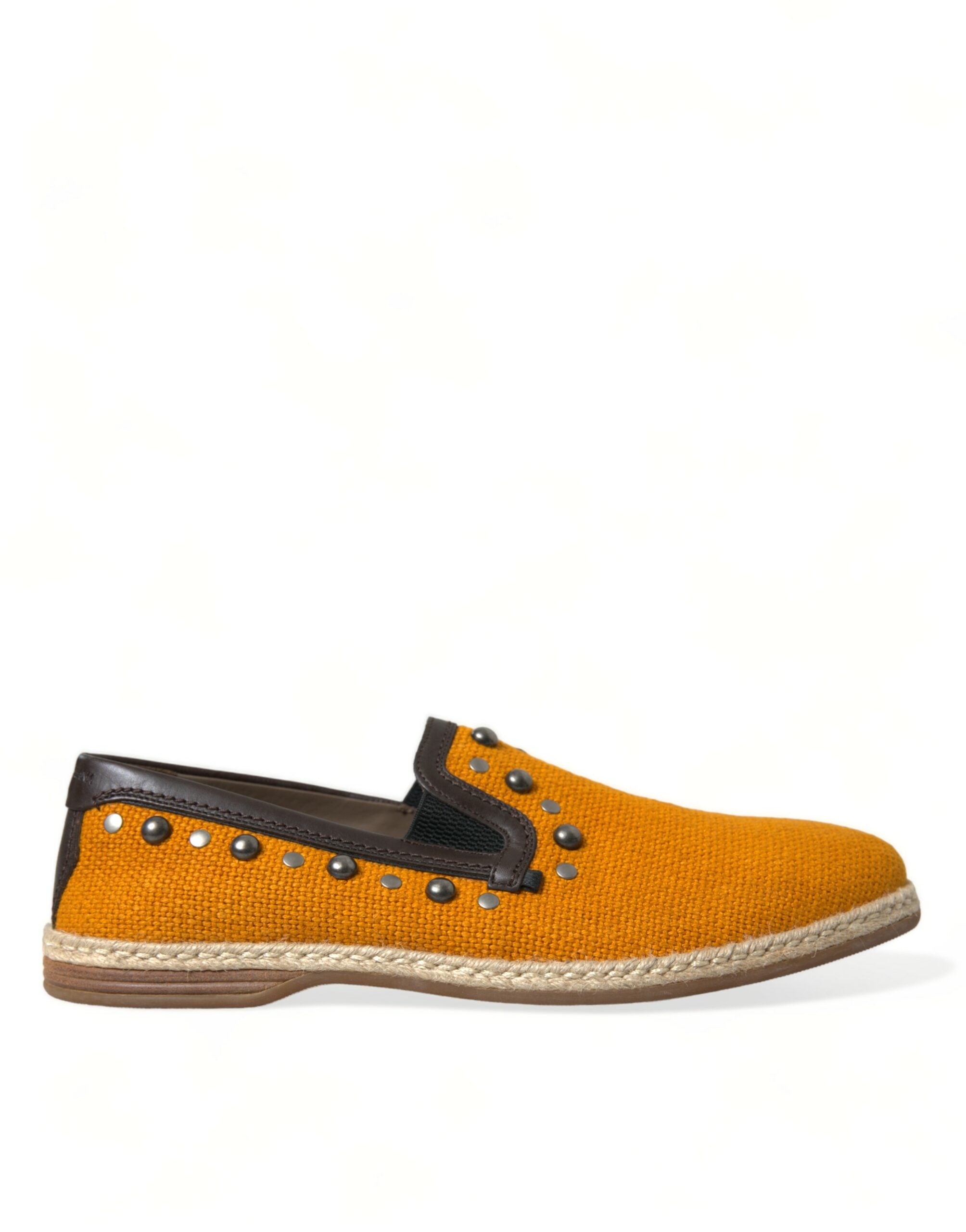 Dolce &amp; Gabbana Αποκλειστικά Loafers από καμβά πορτοκαλί με καρφιά