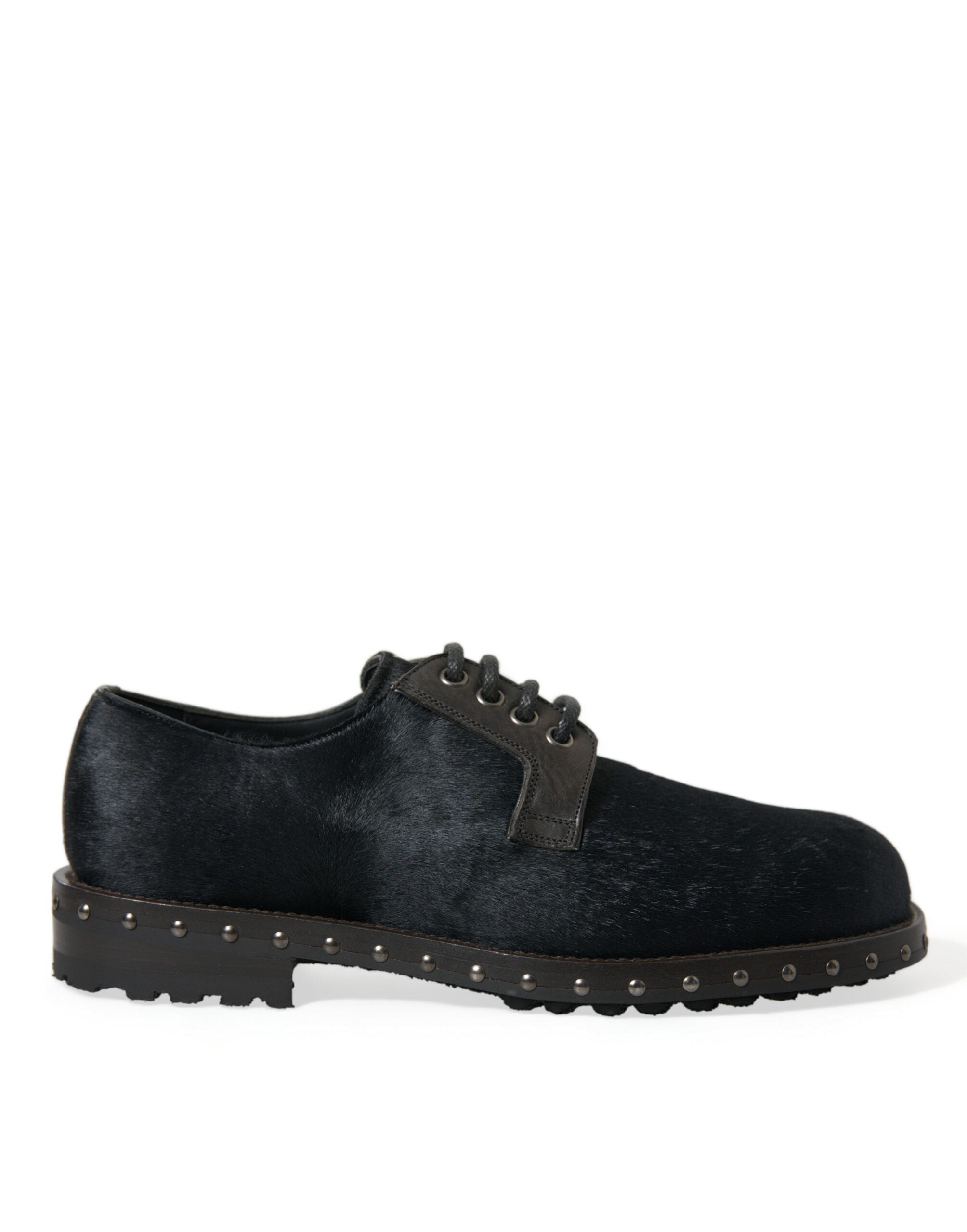 Dolce &amp; Gabbana Κομψά παπούτσια Derby από μαύρη γούνα μοσχαριού