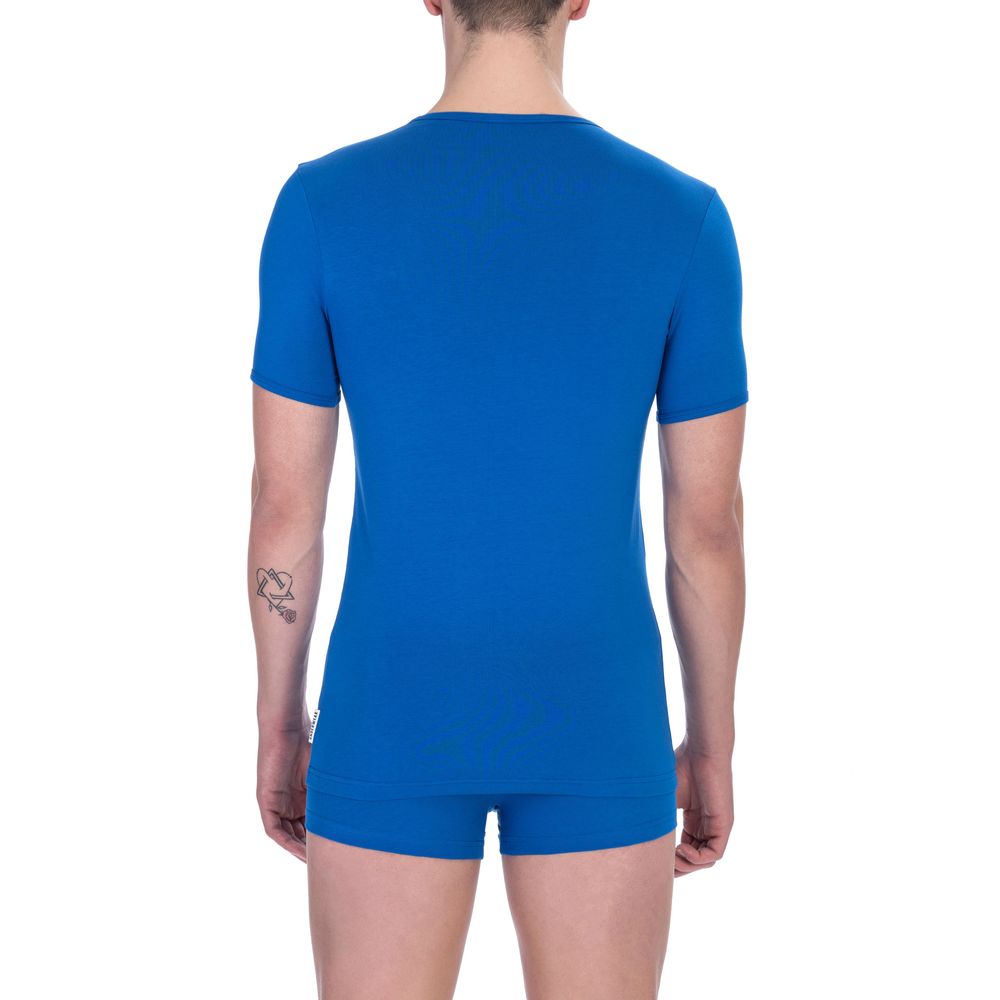 Bikkembergs Blue Cotton Ανδρικό T-Shirt Πακέτο με δύο μονά κρεβάτια