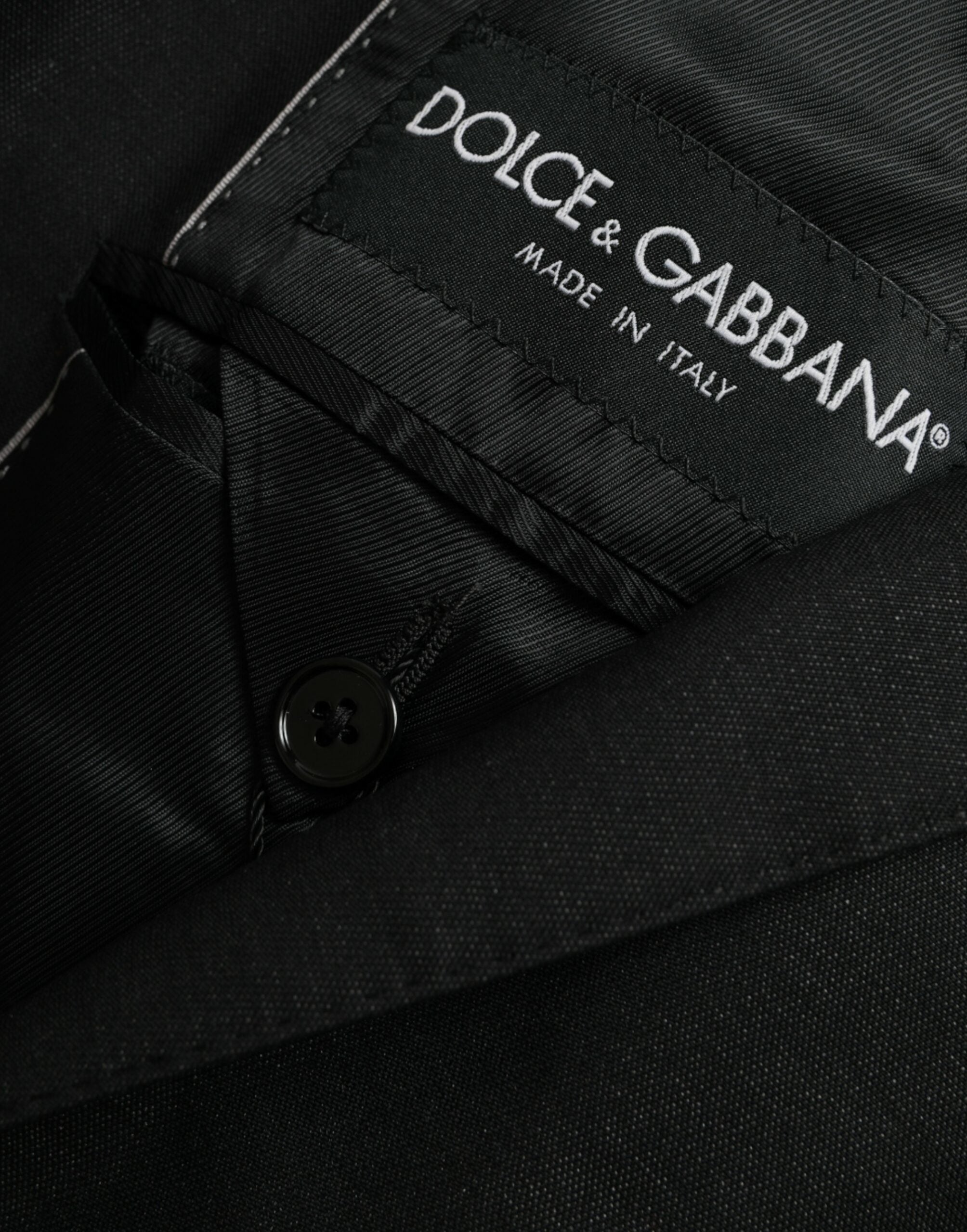 Dolce &amp; Gabbana Μαύρη μάλλινη εγκοπή με μονόστηθο παλτό