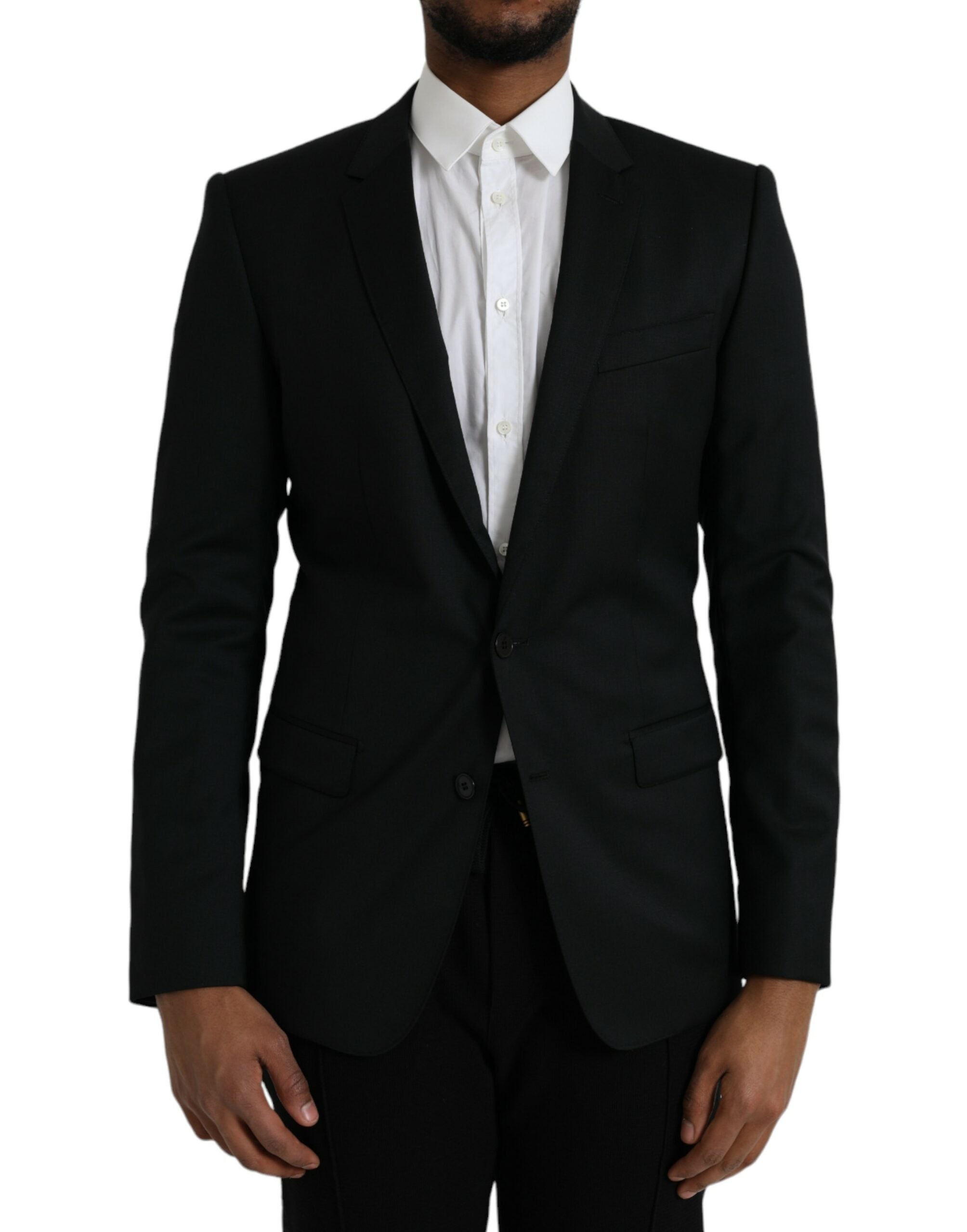 Dolce &amp; Gabbana Black Wool MARTINI Σακάκι με μονό στήθος