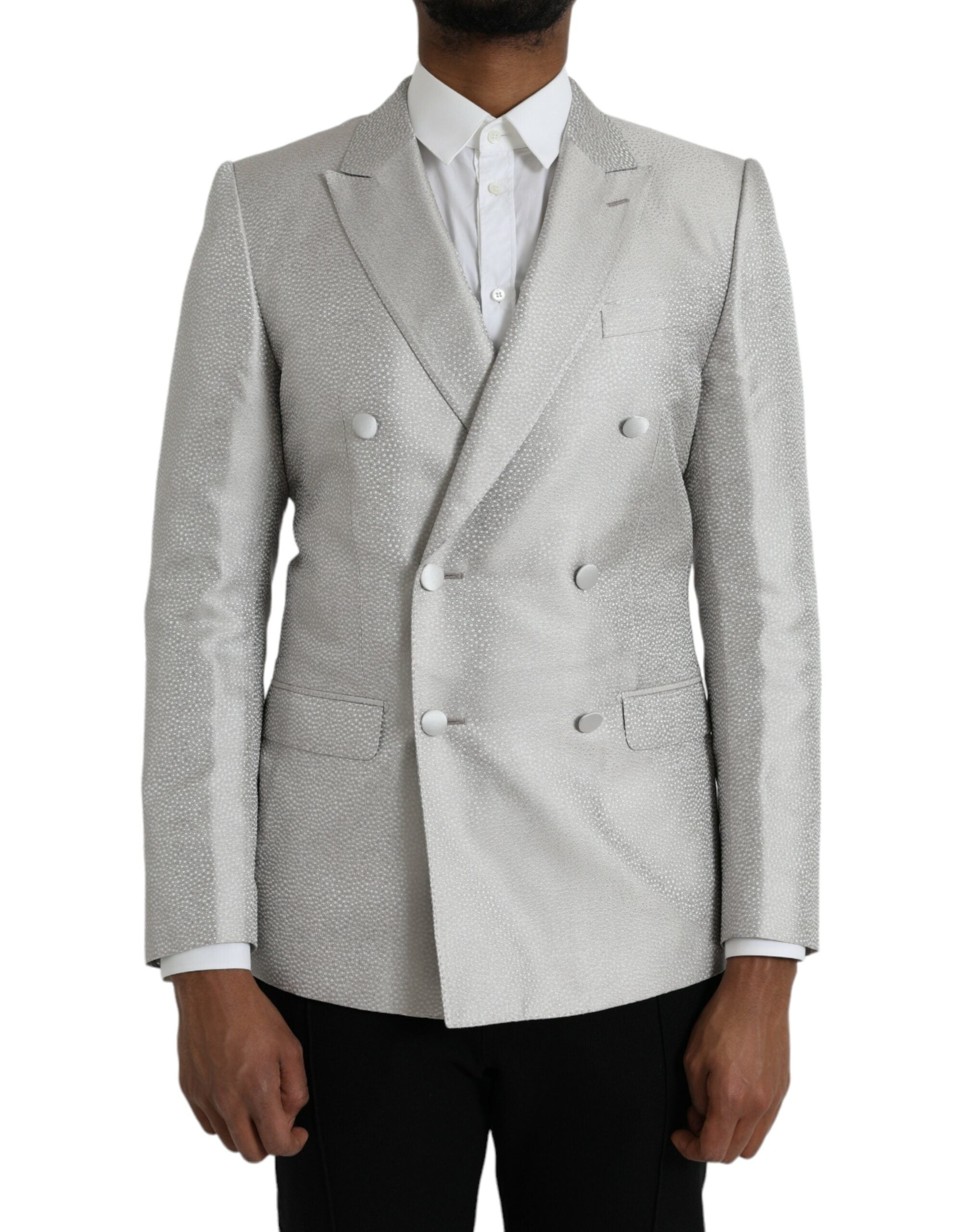 Μπλέιζερ με διπλό στήθος Dolce &amp; Gabbana Off White MARTINI