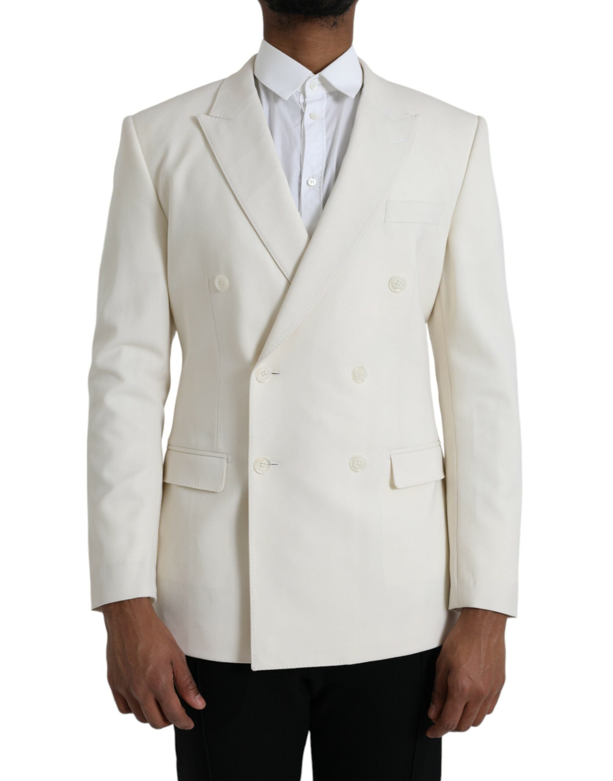 Μπλέιζερ με διπλό στήθος Dolce &amp; Gabbana White Wool MARTINI