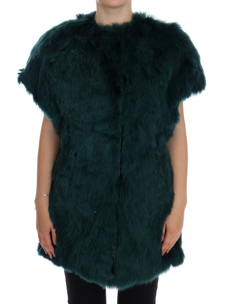 Μακρύ γιλέκο Dolce &amp; Gabbana Exquisite Green Alpaca Fur