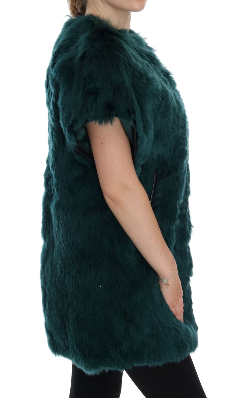 Μακρύ γιλέκο Dolce &amp; Gabbana Exquisite Green Alpaca Fur