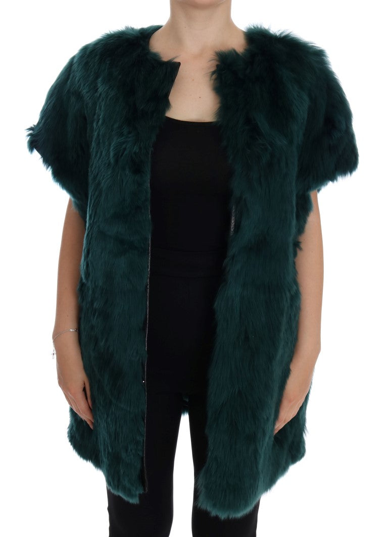 Μακρύ γιλέκο Dolce &amp; Gabbana Exquisite Green Alpaca Fur