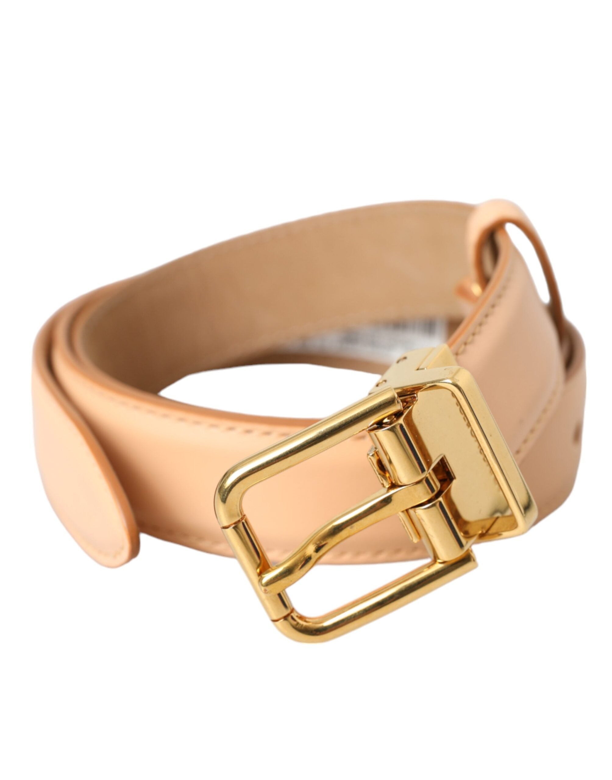Dolce &amp; Gabbana Beige Δερμάτινη Δέρμα Μοσχαριού Χρυσή Μεταλλική Ζώνη Πόρπης