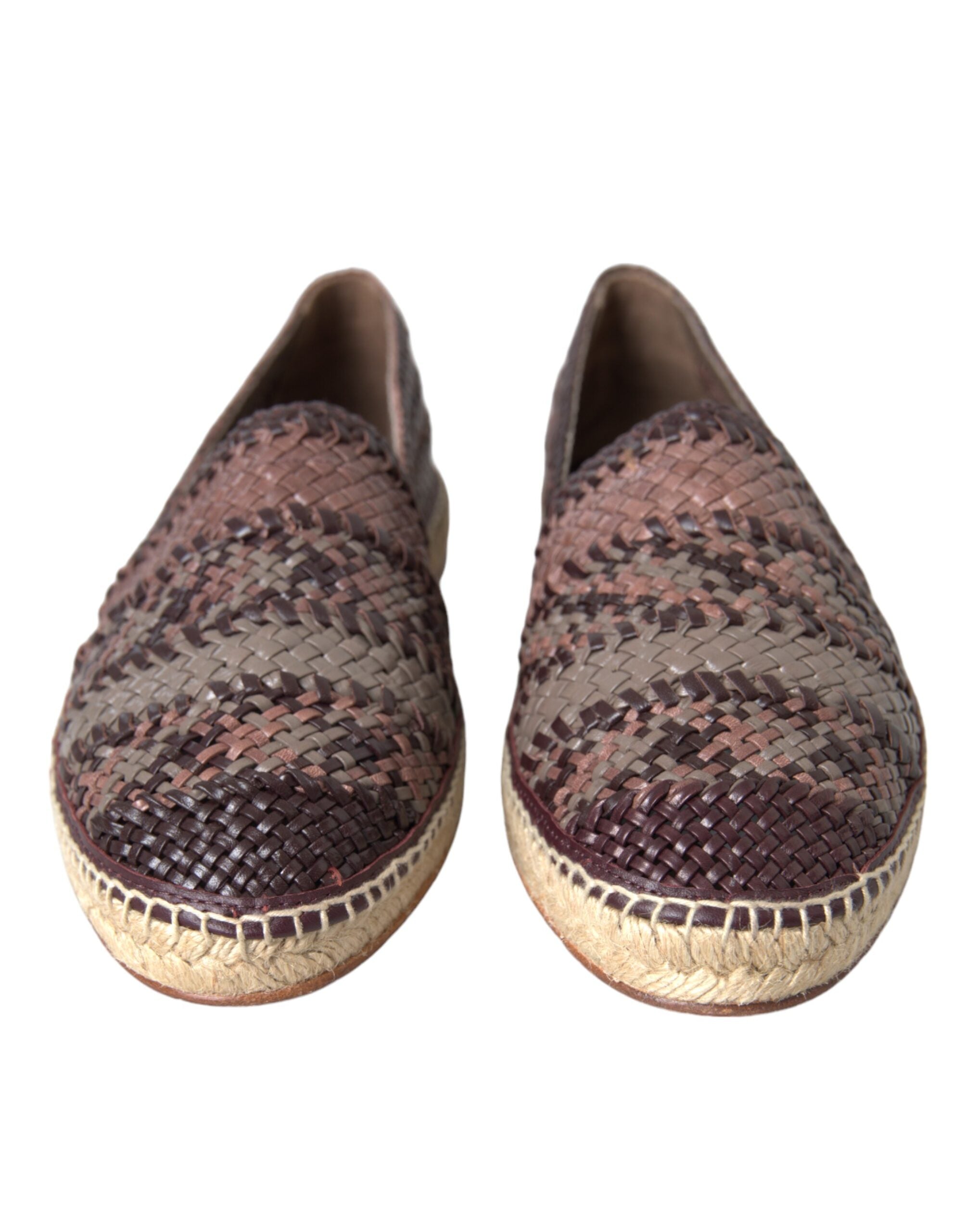 Παπούτσια Dolce &amp; Gabbana Brown Buffalo Leather Espadrille Flats