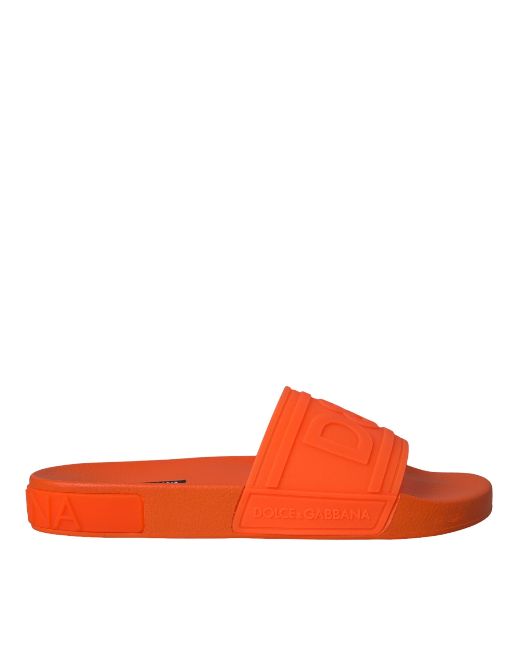 Dolce &amp; Gabbana Orange Rubber Slides Sandals Beachwear Παπούτσια