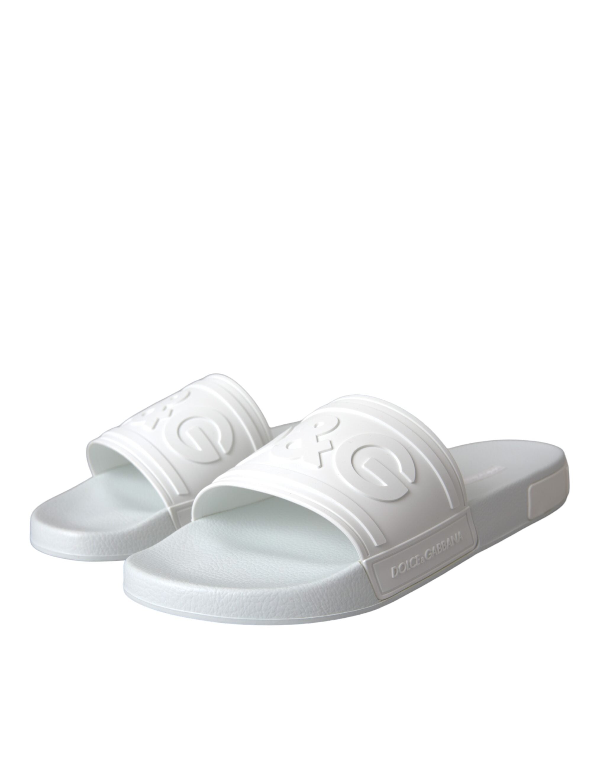 Dolce &amp; Gabbana White Rubber Slides Sandals Beachwear Παπούτσια