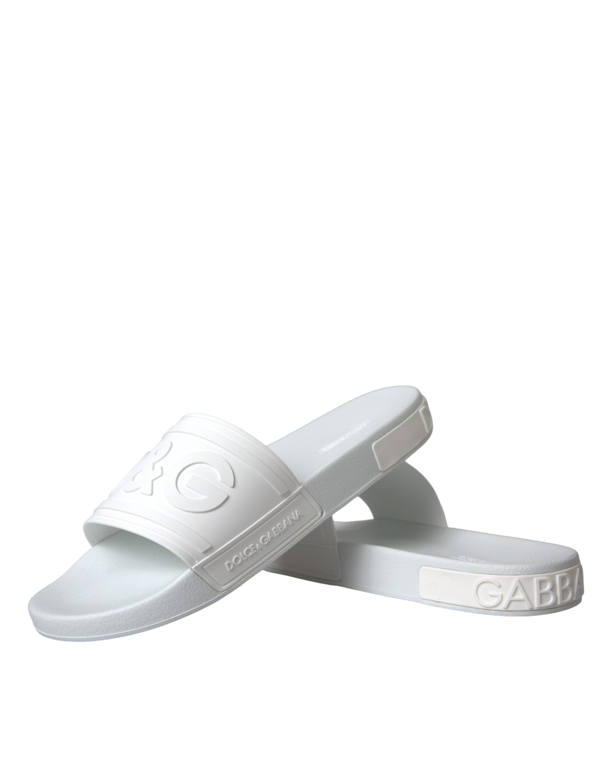 Dolce &amp; Gabbana White Rubber Slides Sandals Beachwear Παπούτσια