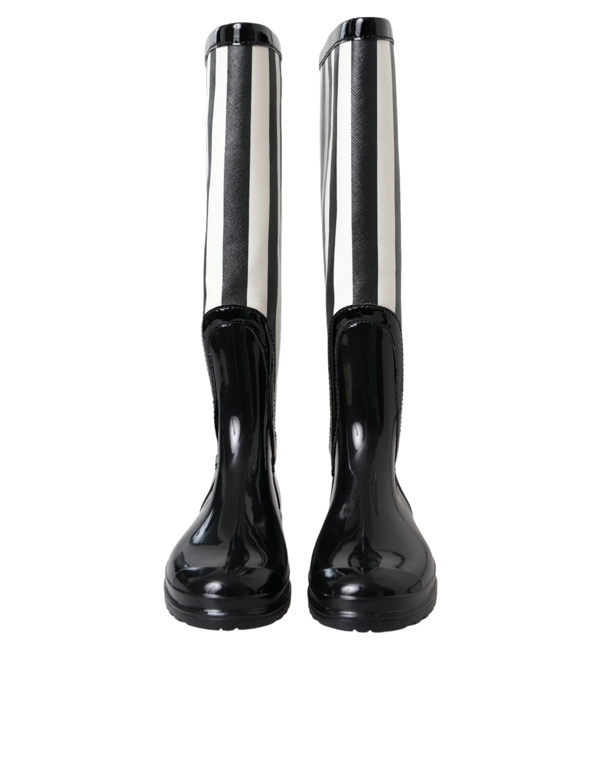 Παπούτσια Dolce &amp; Gabbana Black Rubber Knee ψηλά Flat μπότες